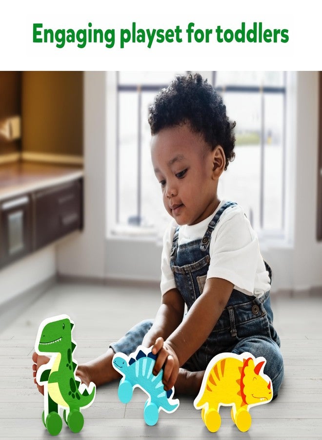 Skillmatics Wooden Dinosaur Toys on Wheels, Imaginative Play for Toddlers, Educational Gifts for Infants 9 Months to 3 Years - Image 3